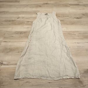 Piazza Del Tiempo Women Small 100% Linen Short Sleeve A-line Lagenlook Beige